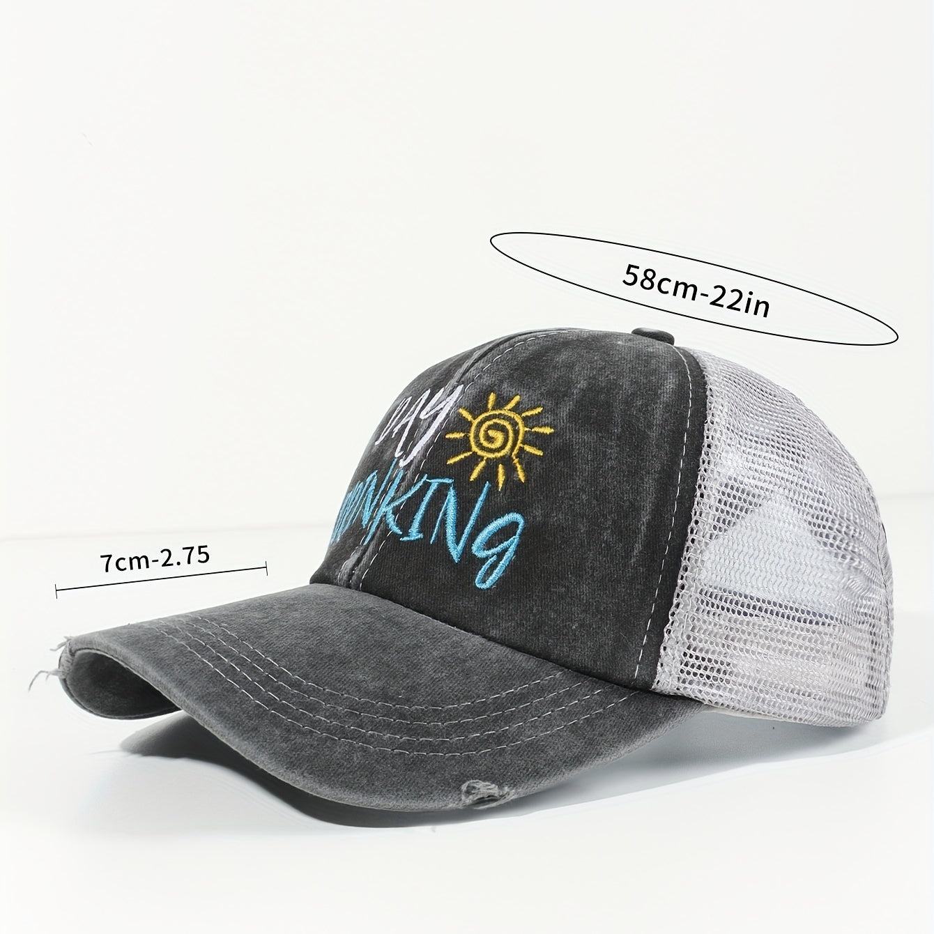 Distressed Ponytail Baseball Cap for Women