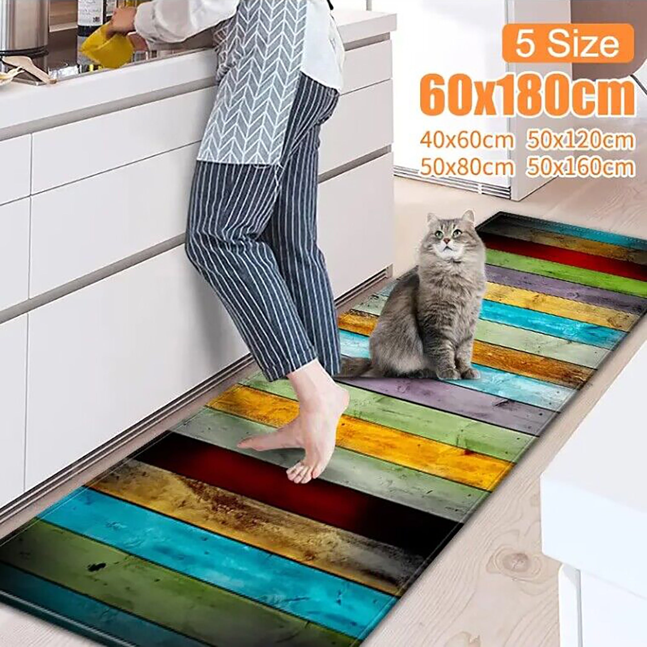 Vintage Kitchen Floor Mat Non-slip Flannel Soft Rug