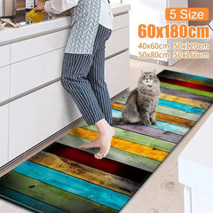 Vintage Kitchen Floor Mat Non-slip Flannel Soft Rug