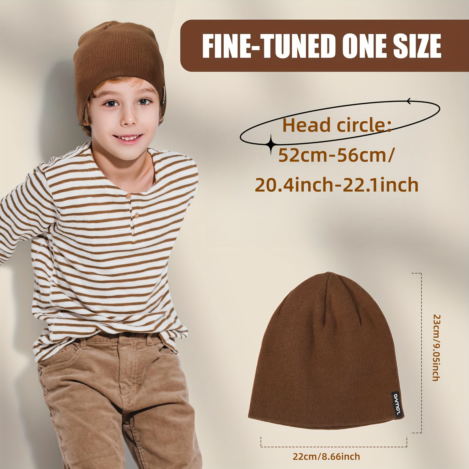 Zowya Reversible Kids Beanie Hat - Striped & Solid Colors