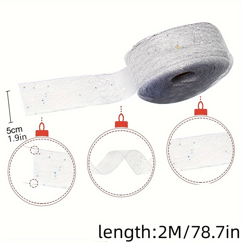 2m Mesh Ribbon Transparent Christmas Ribbon for Gift Wrapping DIY Crafts