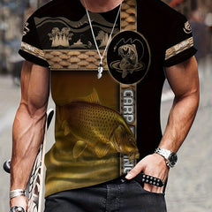Fish 3D Print Men's Short Sleeve Graphic Tee Casual Comfy Summer Shirt