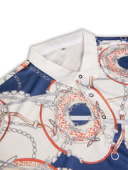 Men's Geometric Pattern Shirt Short Sleeve Button Up Tee Top