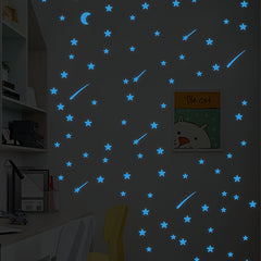 Luminous Star And Moon Stickers, 2pcs Set - Waterproof Vinyl Wall Decor