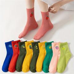 Cute Fruit Print Socks, Comfortable & Breathable Women's Stockings