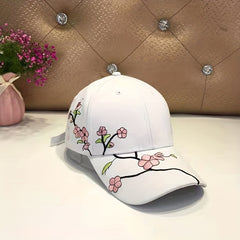 Vintage Embroidery Sun Hat Plum Baseball Cap Spring Duck Tongue Cap