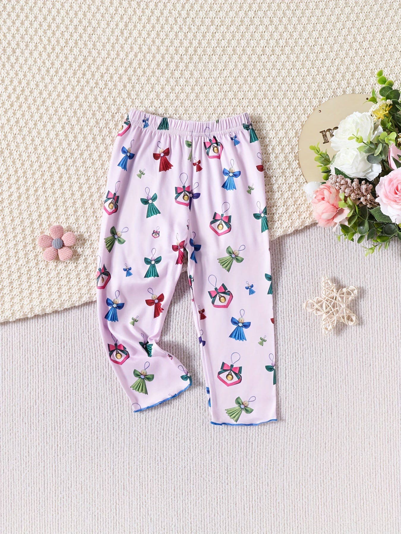 2pcs Pumpkin & Bell Print Cropped Leggings For Toddler Girls