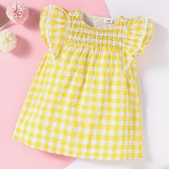 Baby Girls Plaid Ruffle Trim Dress for Summer