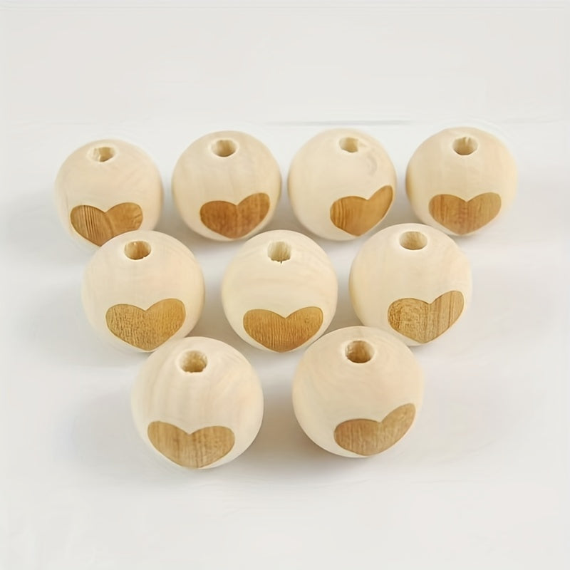 5pcs 20mm Log Laser Engraved Wooden Beads - Loose Beads