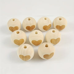 5pcs 20mm Log Laser Engraved Wooden Beads - Loose Beads