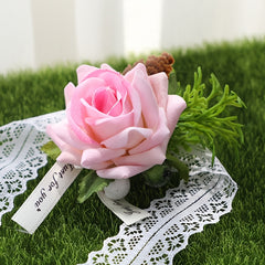 Romantic Wedding Rose Corsage and Boutonniere Set
