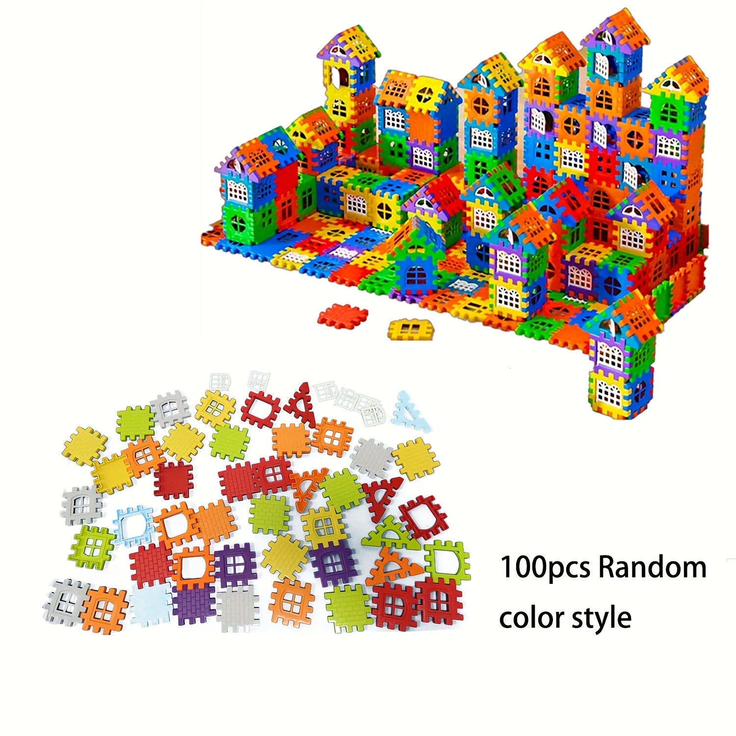Colorful Large House Building Blocks with Window Creative House Building Toy