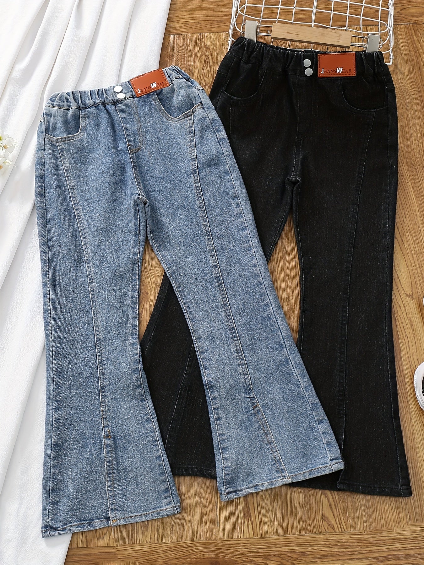 Girls' Casual Bell Bottom Pants Slim Fit Jeans For Kids
