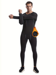 Men's Thermal Underwear Set: Quick Dry Fleece Compression Shirt & Legging