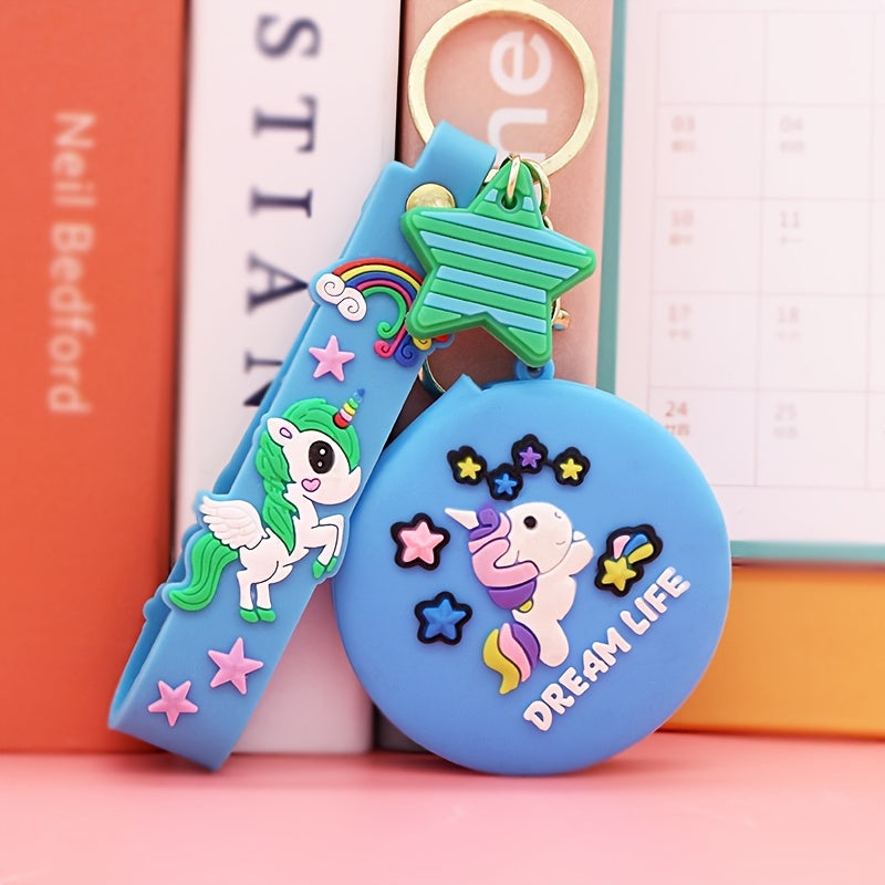 Unicorn Mirror Keychain Pendant PVC Doll