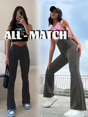 Seamless Yoga Flared Leggings High Waist Cross Waist Bootcut Pants