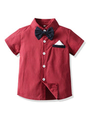 Boys Striped Shirt Short Sleeves Casual Spring And Summer