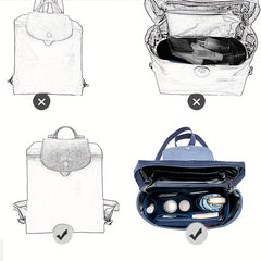 Pocket Organizer Insert Bag Felt Cloth Zipper Cosmetic Storage Bag