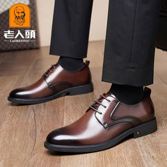 LAORENTOU Men's Leather Wholecut Oxford Derby Style Formal Dress Shoes