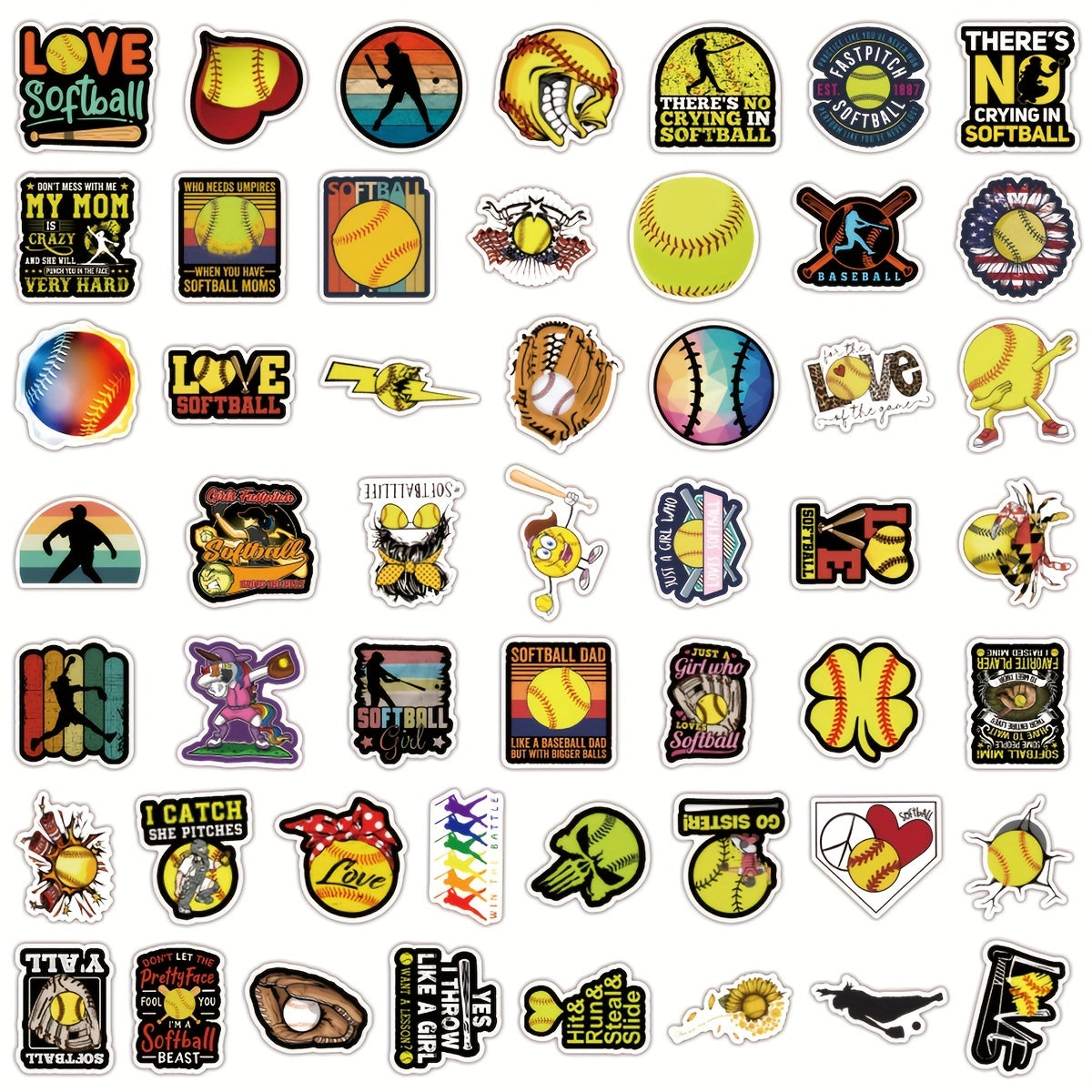 Softball Stickers Vinyl Waterproof Decal for Girls Water Bottles Laptop Car