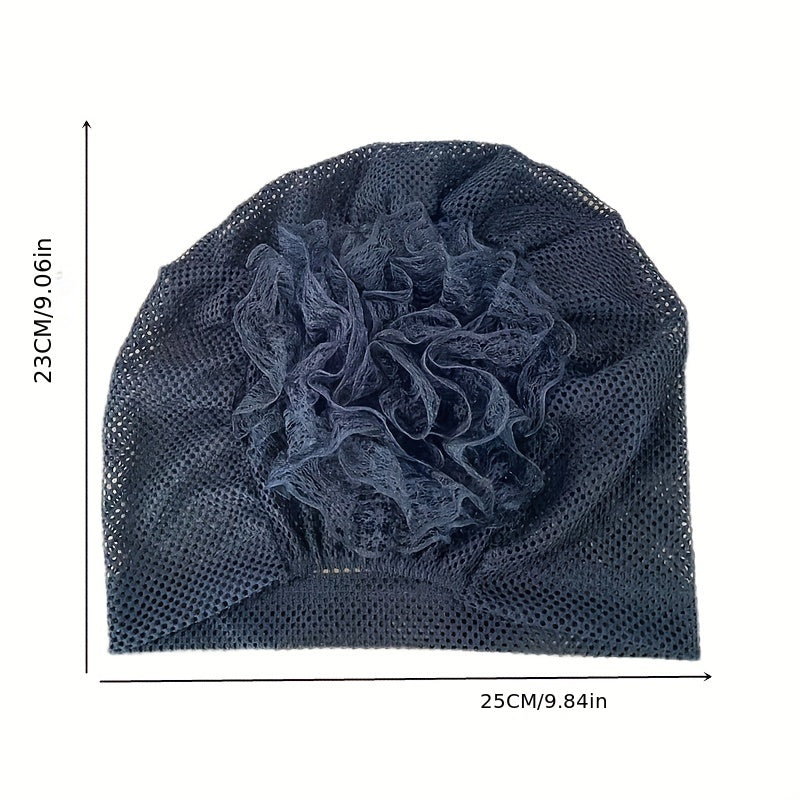 Solid Mesh Turban Cap Soft Beanie Elastic Underscarf Hat Women Chemo Hats
