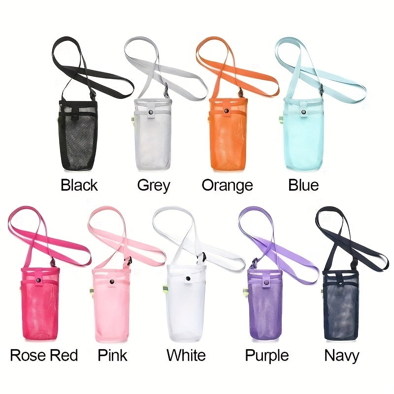 Sport Water Bottle Mesh Cup Sleeve with Strap
