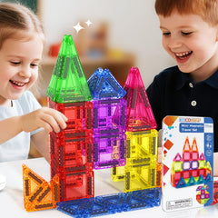 57pcs Magnetic Tiles Travel Set Portable & Fun Perfect Gift for Boys and Girls