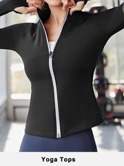 Letter Pattern Yoga Jacket Fleece Lined Fitness Zip Top