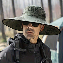 Mens Outdoor Sun Hat Large Brim Fishing Hat Sun Protection Hat