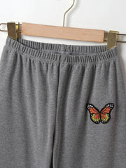 Girls Butterfly Print Wide Leg Sweatpants