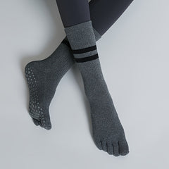 5 Toe Split Mid Calf Grip Socks Non slip Yoga Pilates Ballet Socks Women's