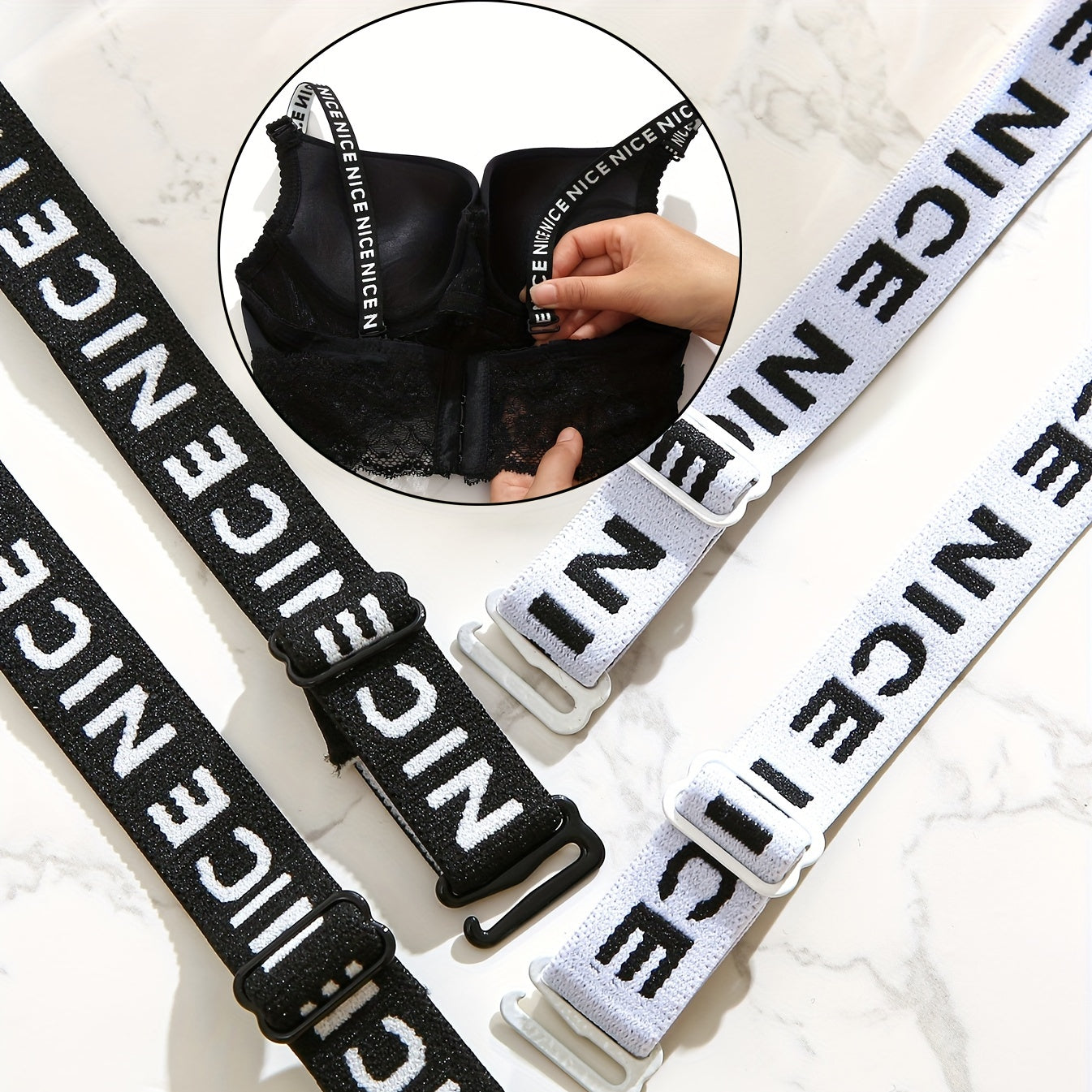 2 Pairs Letter Print Shoulder Straps Non-slip Underwear Straps