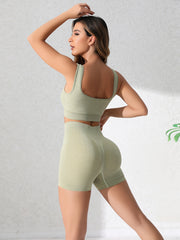Seamless Sports Tank Top & Stretch Running Shorts Set