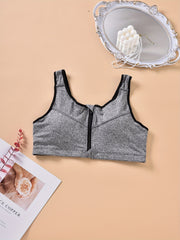 Zipper Front Sporty Bra High Stretch