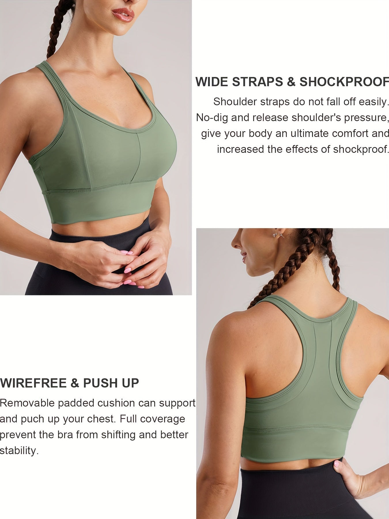 Patchwork Racerback Sports Bra Wire Padded Tank Top
