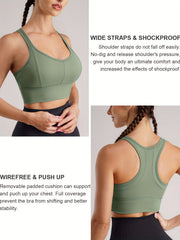 Patchwork Racerback Sports Bra Wire Padded Tank Top