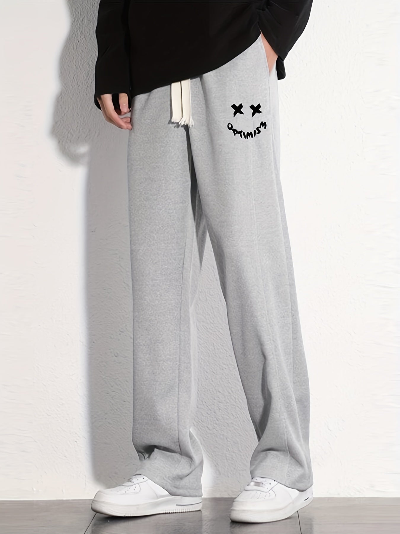Smiling And OPTIMISM Letter Graphic Print Men's Sweatpants