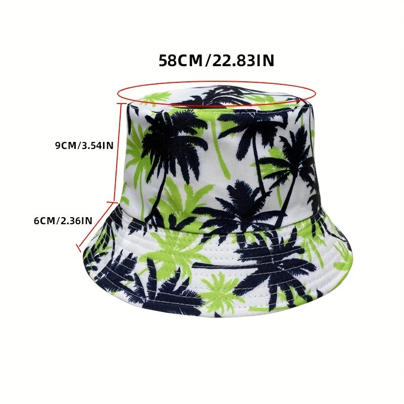 Multicolor Leaf Print Bucket Hat Unisex Lightweight Fisherman Cap