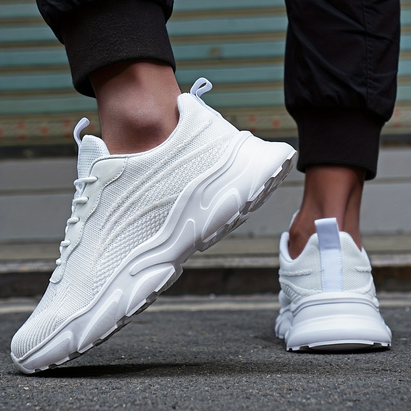 Men's Chunky Knit Sneakers for Jogging Gym