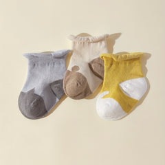 3 Pairs Baby Cartoon Socks Cotton Blend Mesh Breathable