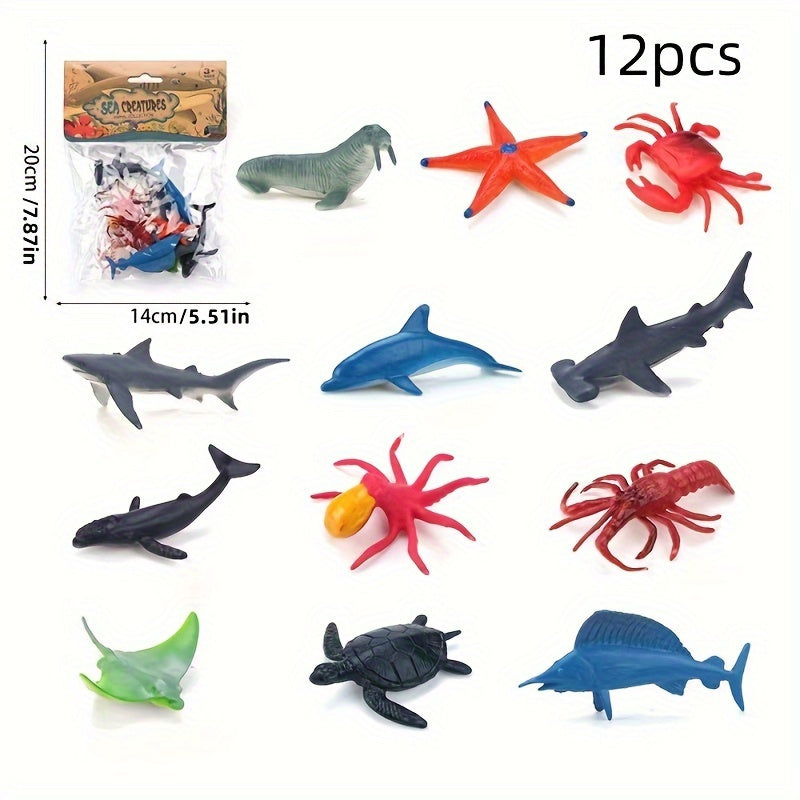 12pcs Mini Dinosaur Model Animal Insect Marine Life Toy Set