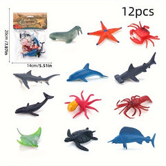12pcs Mini Dinosaur Model Animal Insect Marine Life Toy Set