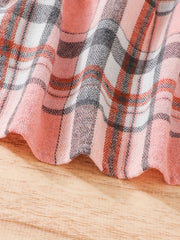 Toddler Girl Summer Clothes Set Ruffled Tee Plaid Skirt