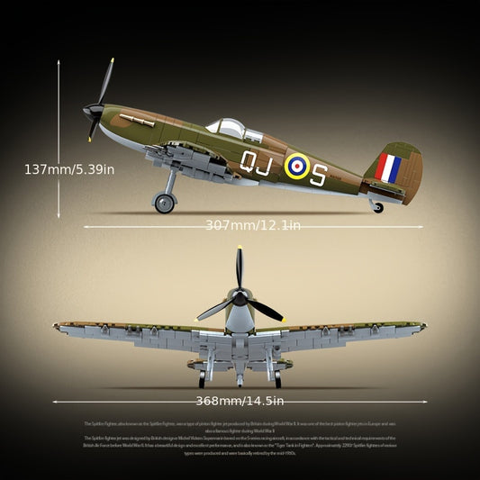682pcs Military Airplane Model Building Blocks Toy Vintage Fighter Plane