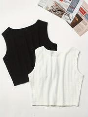 Textured 2pcs Tank Top Sleeveless Summer Women's Clothing
