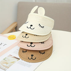 Kids' Rabbit Ear Straw Hat Spring Autumn Beach Sunshade Hat