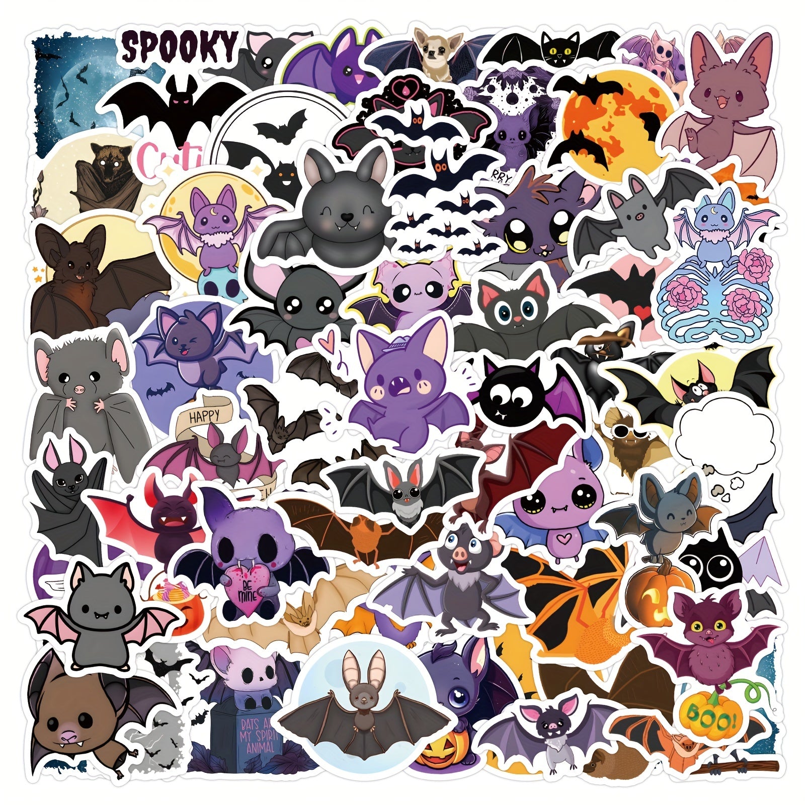 60pcs Cartoon Animals Bat Stickers Vinyl PVC Decorations For Party Supplies Gift