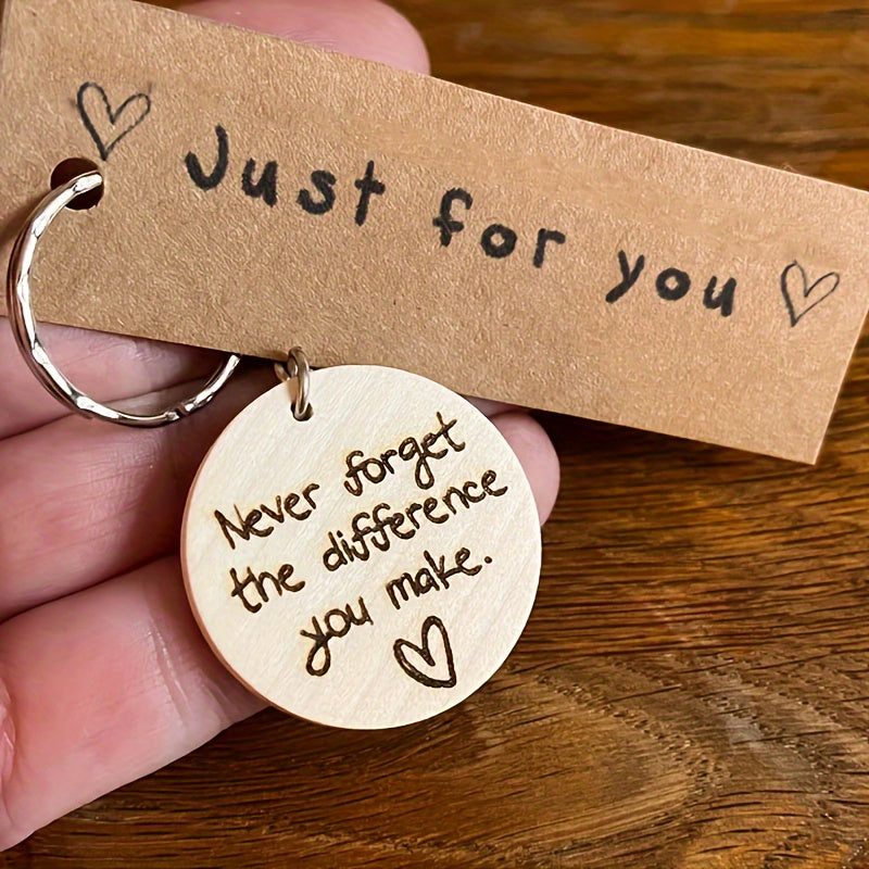 Wooden Keyring Never Forget The Difference You Make Engraved Bag Pendant