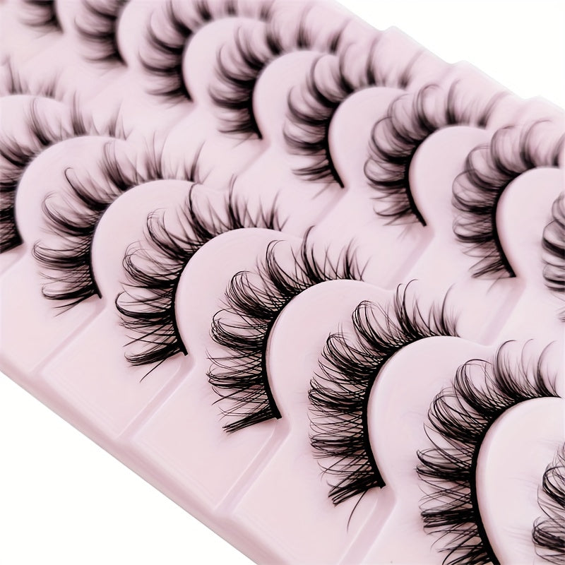 10 Pairs Cosplay False Eyelashes D Curl Natural Look Anime Makeup