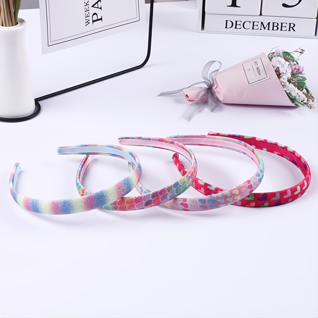 Glitter Thin Headbands for Girls Sparkly No Slip Hairbands